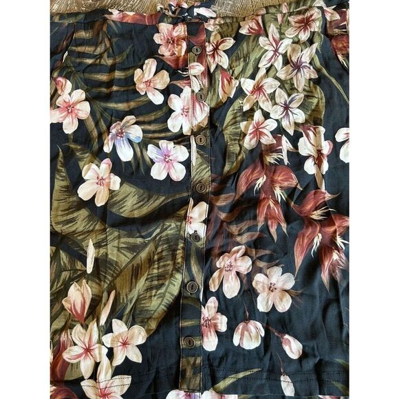 Chaser Tropical Womens Mini Skirt Size Medium Floral Button Pull On Lightweight - Picture 3 of 7